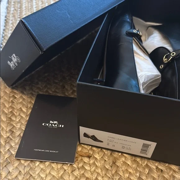 Coach Isabel Black Leather Loafers with Silver Hardware - Picture 8 of 8